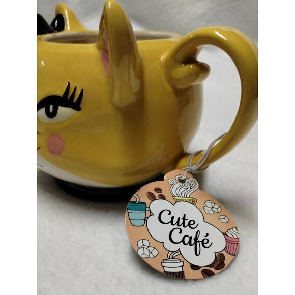 Cat Face Ceramic Mug with Bow & Whiskers Cute Cafe Home Essentials - Picture 11 of 14
